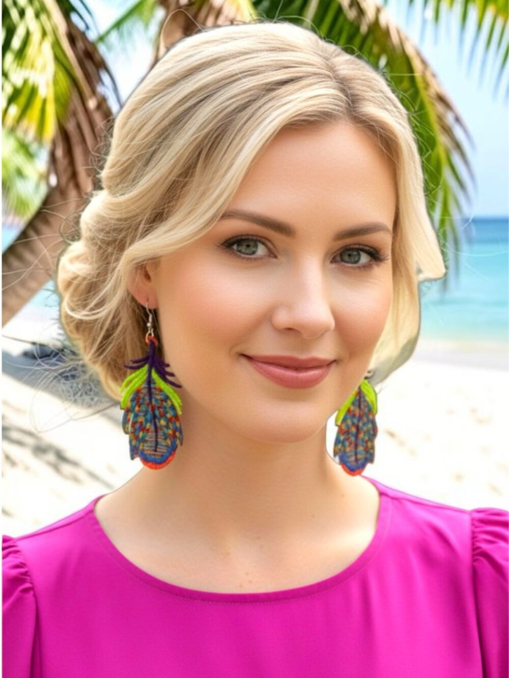 Colorful Feather Design Earrings! - Picture 3 of 3